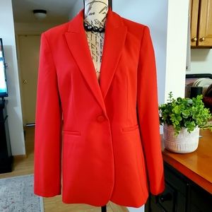 NWT European Coral-Red Fitted One-Button Blazer, Sz 10